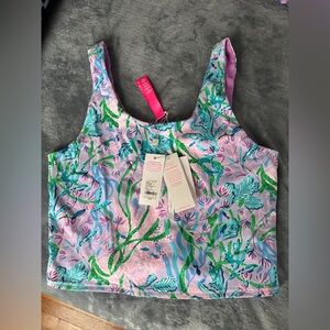 New Lilly Pulitzer Ari Reversible crop tank top Seacret Escape lavender purple